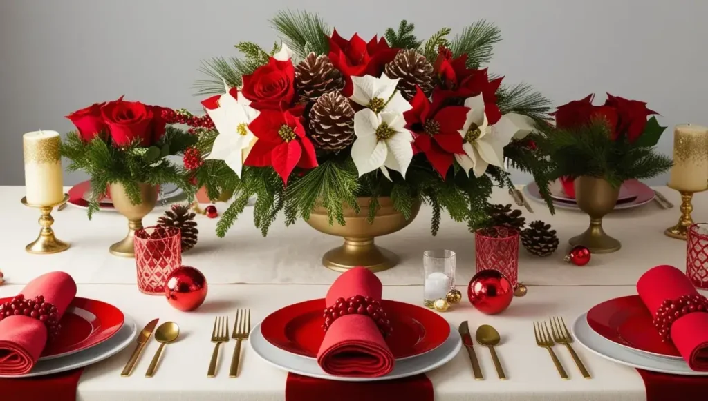 Creams and Reds Christmas Brunch Decor Ideas