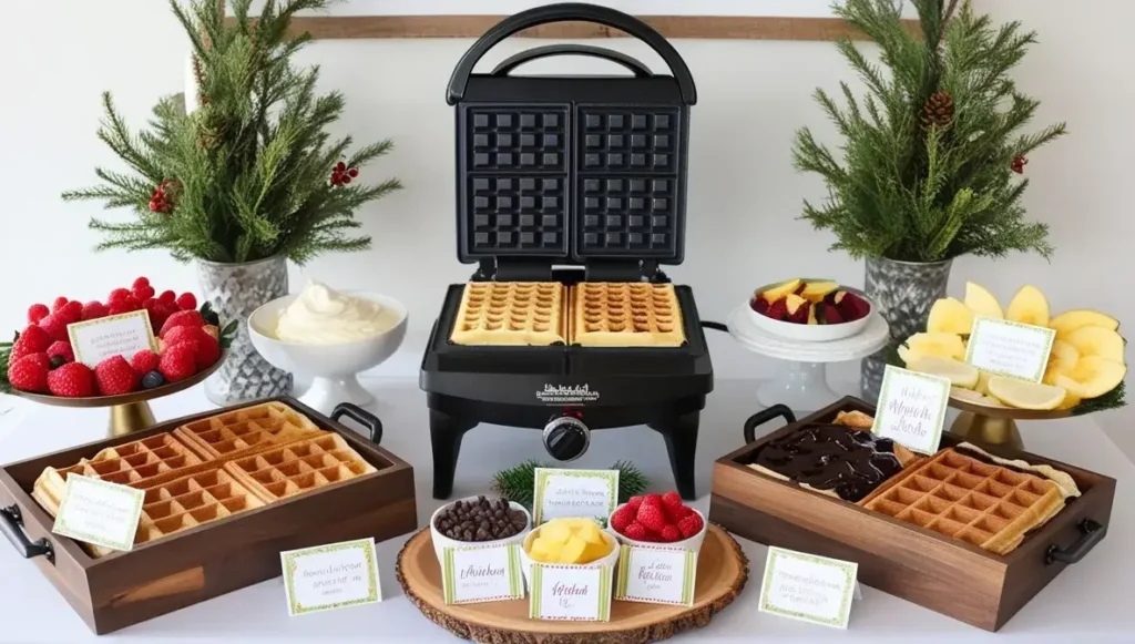Waffle Bar Christmas Brunch Decor Ideas