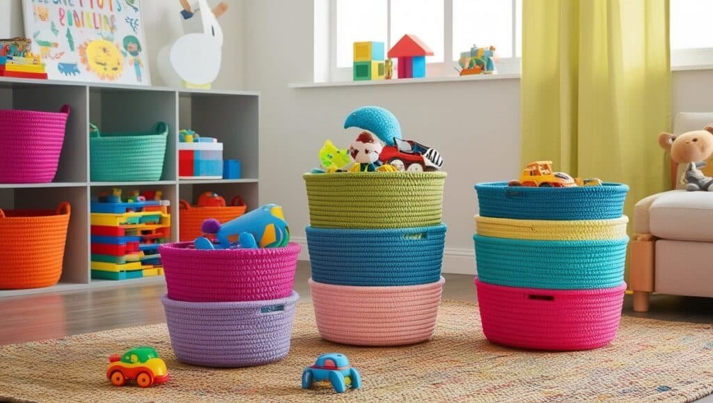 Colorful Stackable Baskets Fun and Functional