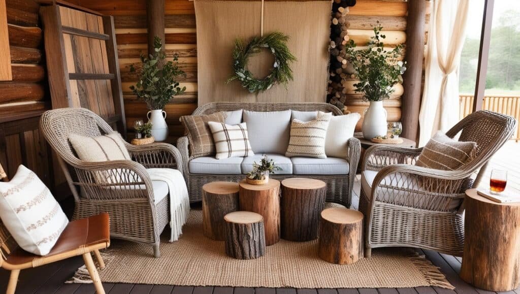 Cozy Seating Area with Throws and Cushions